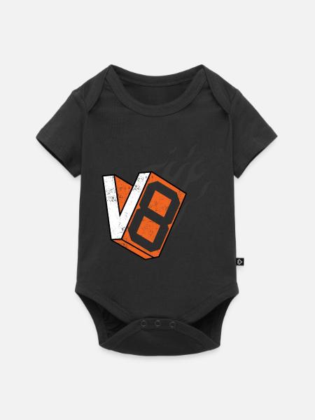 V8-Zylindermotor-Design für Muscle-Car-Fans - Baby Premium Kurzarmbody - Schwarz