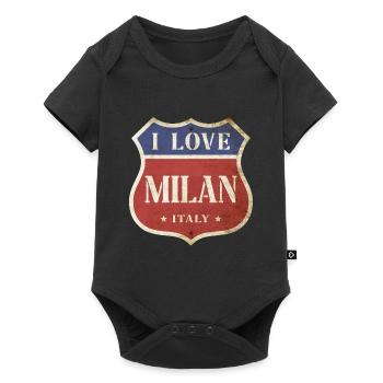 Milan Milan Italie Ville J’aime Vintage Rétro - Body à manches courtes Premium Bébé - noir - Devant