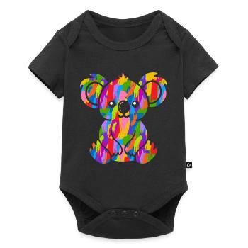 Koala Bunt Vintage Regenbogen Retro - Baby Premium Kurzarmbody - Schwarz - Vorne
