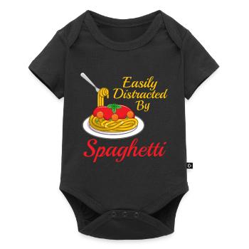 Easily Distracted by Spaghetti Pasta Food Quote - Baby Premium short-sleeve bodysuit - black - Front