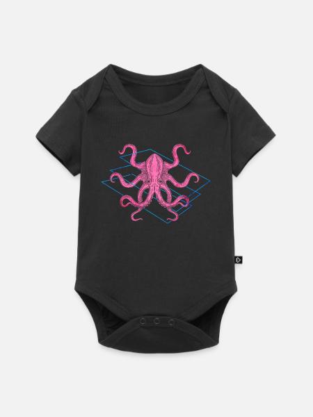 Farbiger Oktopus - Baby Premium Kurzarmbody - Schwarz