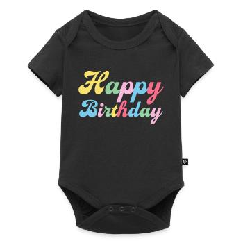 Happy Birthday Glückwunsch Gratulieren - Baby Premium Kurzarmbody - Schwarz - Vorne