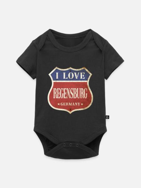 Regensburg Deutschland Stadt I Love Vintage Retro - Baby Premium Kurzarmbody - Schwarz