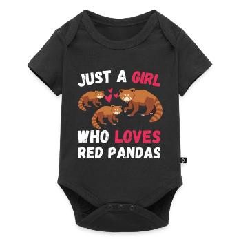 Chinesisches Tier Mädchen Geschenk Roter Panda - Baby Premium Kurzarmbody - Schwarz - Vorne