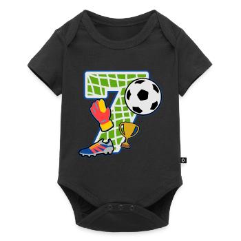 Fußball 7. Geburtstagsparty Nummer 7 - 7 Jahre - Baby Premium Kurzarmbody - Schwarz - Vorne