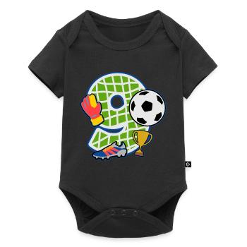Fußball 9. Geburtstagsparty Nummer 9 - 9 Jahre - Baby Premium Kurzarmbody - Schwarz - Vorne