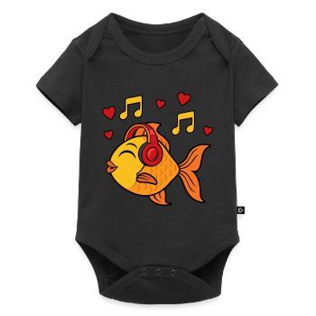 Cute Goldfish Music Notes Musician Fish - Baby Premium short-sleeve bodysuit - black - Front
