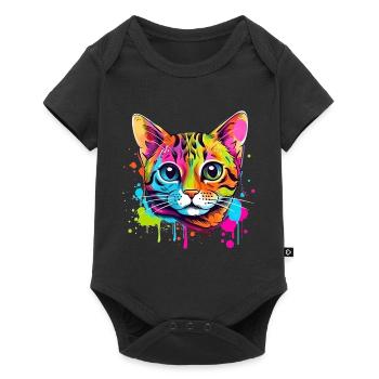 Streetstyle Katze Graffiti Kunst Streetart - Baby Premium Kurzarmbody - Schwarz - Vorne
