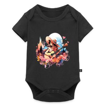 Guitar Girl Music Country Western USA Vintage - Baby Premium short-sleeve bodysuit - black - Front