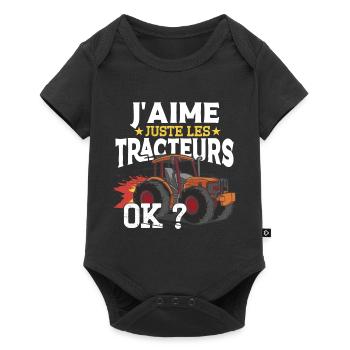 J'aime Juste Les Tracteurs Fermier Paysan - Body à manches courtes Premium Bébé - noir - Devant