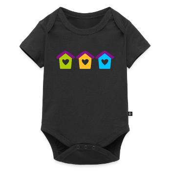 Nichoir Maison Jardin Coeur Enfants Maison Colorée - Body à manches courtes Premium Bébé - noir - Devant