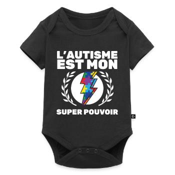 L'Autisme Est Mon Super Pouvoir Super Héro Autiste - Body à manches courtes Premium Bébé - noir - Devant