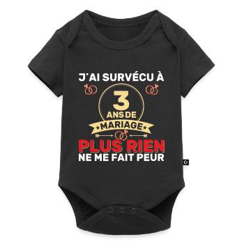 3 Ans De Mariage Noces De Coton Cadeau Mari 3eme - Body à manches courtes Premium Bébé - noir - Devant