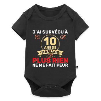 10 Ans De Mariage Noces De Coton Cadeau Mari 10eme - Body à manches courtes Premium Bébé - noir - Devant