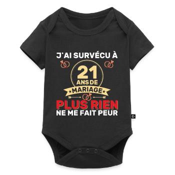 21 Ans De Mariage Noces De Coton Cadeau Mari 21eme - Body à manches courtes Premium Bébé - noir - Devant
