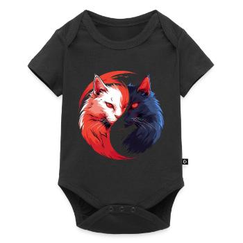 Yin Yang Katzen Katzenkunst für einen - Baby Premium Kurzarmbody - Schwarz - Vorne