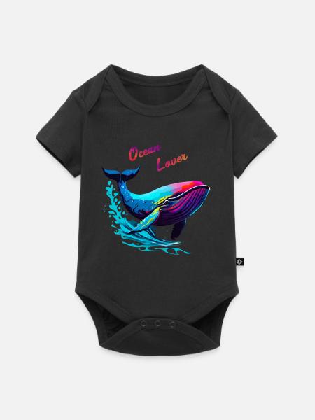 Liebhaber des Ozeans. Wal - Baby Premium Kurzarmbody - Schwarz