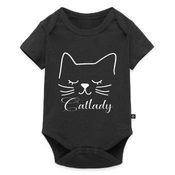 Cat Catlady Silhouette Outline Lineart Art - Baby Premium short-sleeve bodysuit - black - Front