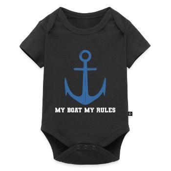 My Boat My Rules Bootskapitän - Baby Premium Kurzarmbody - Schwarz - Vorne