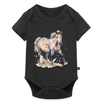 Horse Horses Rider Rider Pony Girl - Baby Premium short-sleeve bodysuit - black - Front