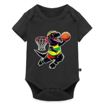 T-rex Dunking Ein Basketball Juneteenth Dinosaurier - Baby Premium Kurzarmbody - Schwarz - Vorne
