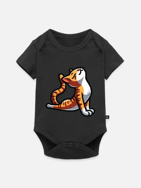 Yoga Namaste Katze - Baby Premium Kurzarmbody - Schwarz