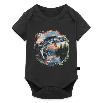 Jumping Fish – Angler Motif – Dynamic Catch - Baby Premium short-sleeve bodysuit - black - Front