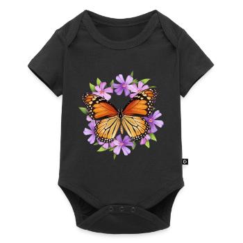 Schmetterling Monarchfalter Bunt Schmetterlinge - Baby Premium Kurzarmbody - Schwarz - Vorne