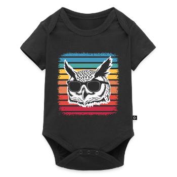 Eule Vogel Tier Eulen - Baby Premium Kurzarmbody - Schwarz - Vorne