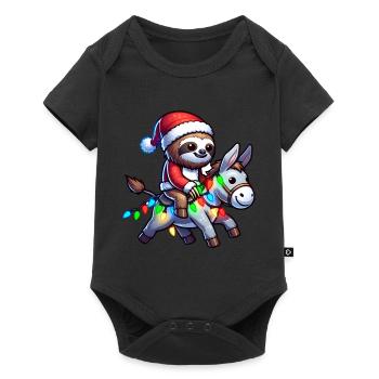 paresseux âne noël père noël noël - Body à manches courtes Premium Bébé - noir - Devant