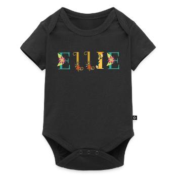 ELLIE Name Art With Flowers Embroidered - Baby Premium short-sleeve bodysuit - black - Front