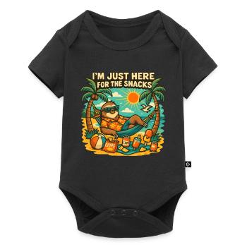 Snack-loving sloth on the beach - Baby Premium short-sleeve bodysuit - black - Front