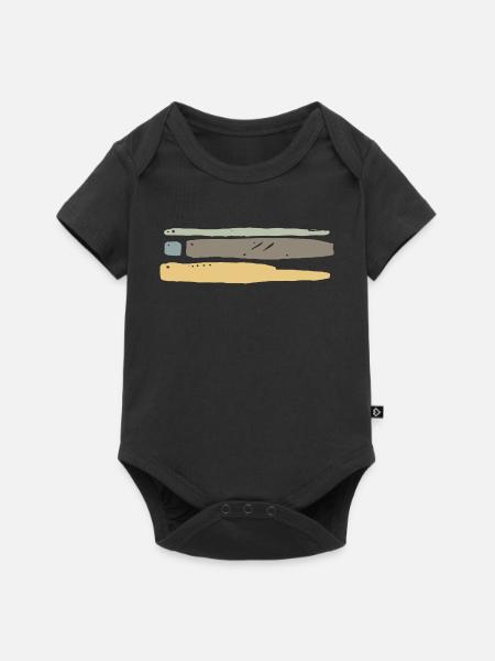 Streifen Ornament  - Baby Premium Kurzarmbody - Schwarz