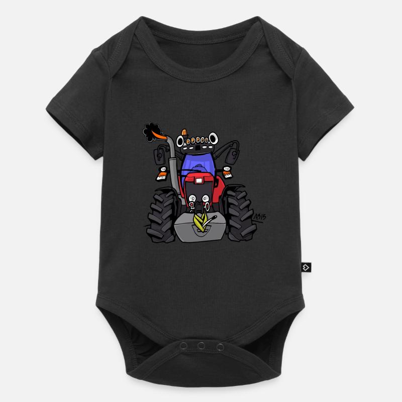 0152 Roter Traktor - Baby Premium Kurzarmbody - Schwarz