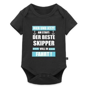 Skipper Anker Spruch - Baby Premium Kurzarmbody - Schwarz - Vorne