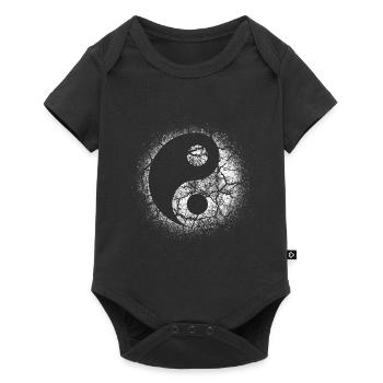 Signe blanc frais Yin Yang déchiré dans le sol - Body à manches courtes Premium Bébé - noir - Devant
