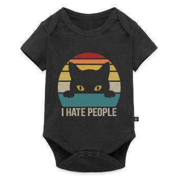 Je déteste les gens Retro Cat Funny Vintage Anti Social - Body à manches courtes Premium Bébé - noir - Devant