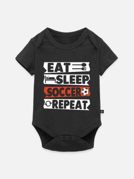 Eat Sleep Soccer Repeat - Baby Premium Kurzarmbody - Schwarz