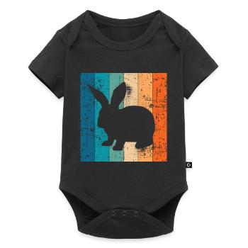 Rabbit Easter Retro Gift - Baby Premium short-sleeve bodysuit - black - Front