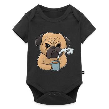 Chien grincheux avec café muffins du matin - Body à manches courtes Premium Bébé - noir - Devant