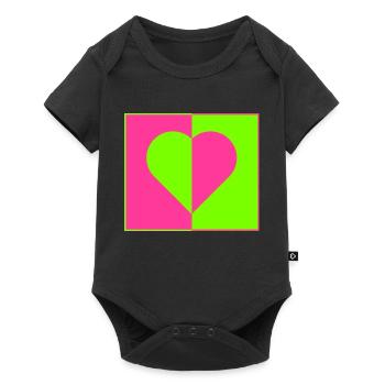 Coeur Neon Rose Vert Ying Yang Amour - Body à manches courtes Premium Bébé - noir - Devant