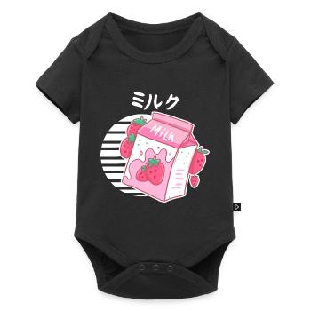 Esthétique Rose Pastel Coréen - Body à manches courtes Premium Bébé - noir - Devant
