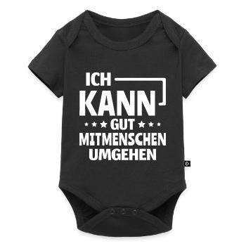 Introvertiert Ich kann gut Mitmenschen umgehen - Baby Premium Kurzarmbody - Schwarz - Vorne