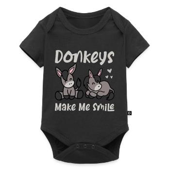 Donkeys Make Me Smile Mule Farm Animal - Baby Premium short-sleeve bodysuit - black - Front