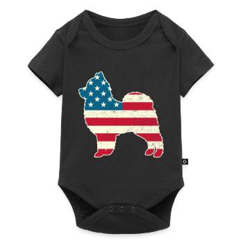 4th of July Pomeranian Dog American Flag USA - Baby Premium short-sleeve bodysuit - black - Front