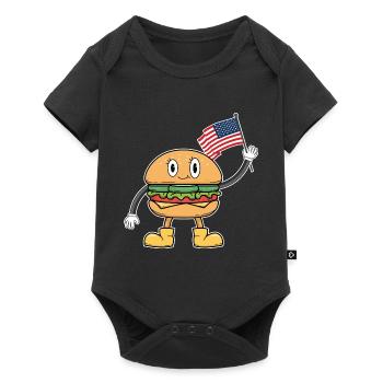 USA Burger Amerika 4. Juli - Baby Premium Kurzarmbody - Schwarz - Vorne