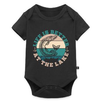 LIFE IS BETTER AT THE LAKE - Baby Premium Kurzarmbody - Schwarz - Vorne