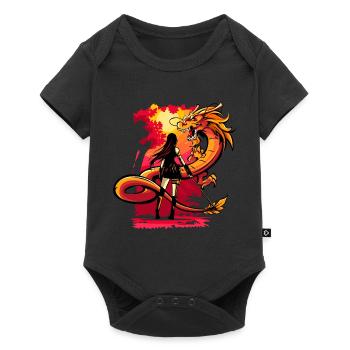 dragon anime manga comic samurai sword - Baby Premium short-sleeve bodysuit - black - Front