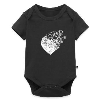 Heart Flying Birds Love Heart - Baby Premium short-sleeve bodysuit - black - Front