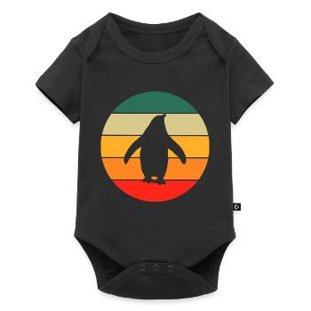 Pingouin rétro - Body à manches courtes Premium Bébé - noir - Devant